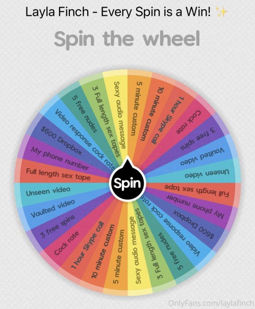 laylafinch 06 08 2021 2185211008 ??????? ???? Tip $10 for a wheel spin $15 for 2 $25 fo